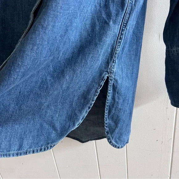 Equipment Femme Arlette Chambray Denim Button Down Tunic Top - Picture 4 of 13